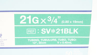 Terumo SV-21BLK Surflo Winged Infusion Set 21G x 3/4In - Box of 48 (x)